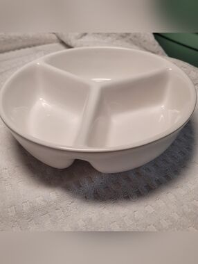 Farval White Ceramic 3-Compartment Serving Dish